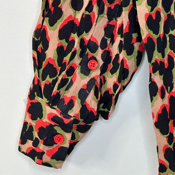 Sandrine Rose Animal Print Crew Neck Wool Sweater Red Women Small NWT Oversized - Picture 8 of 11